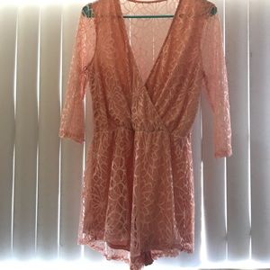 Pink lace romper